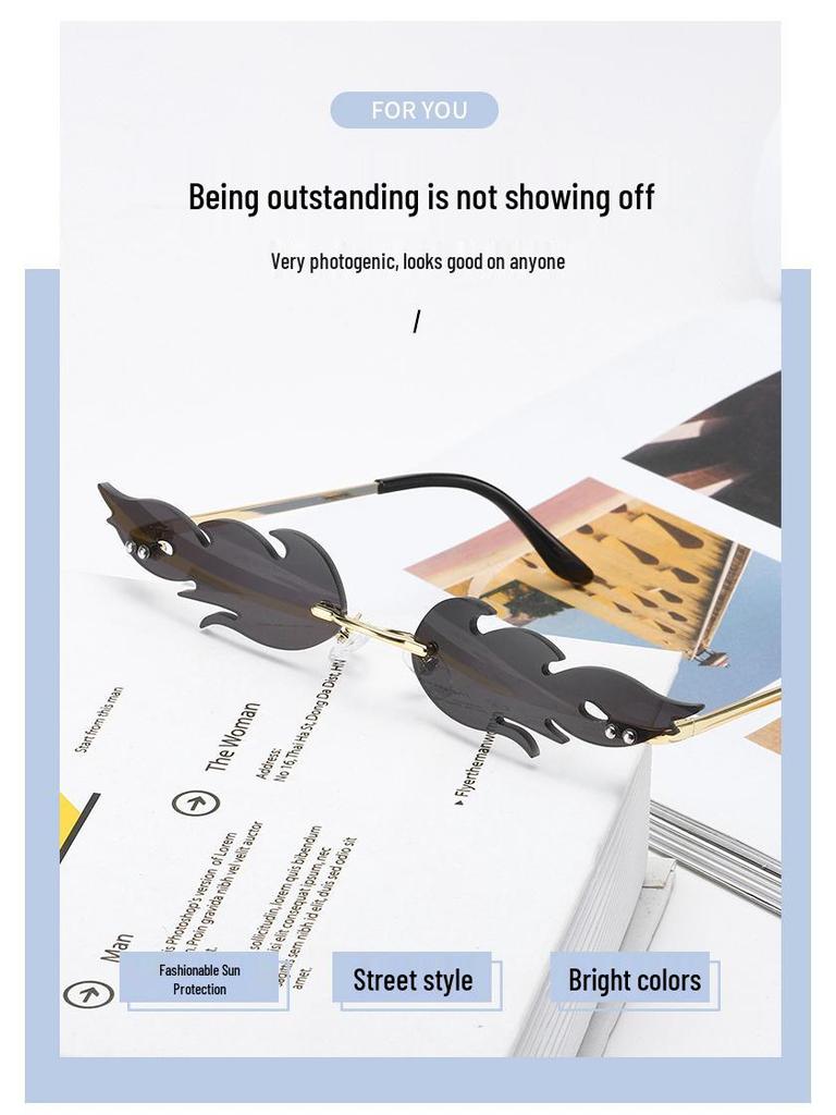 Flame Sunglasses: Dazzling Fireworks Colors, Silver Metal Frame - Perfect for Women's Parties and Bars