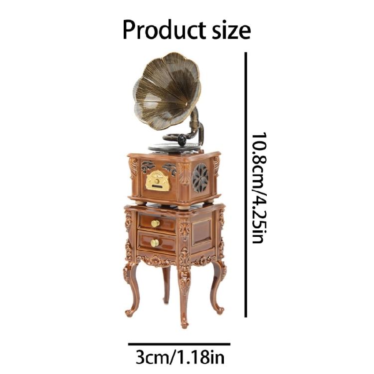 Detailed Miniature Phonograph Dollhouses Display Enhances Living Room Pretend Play Accessories