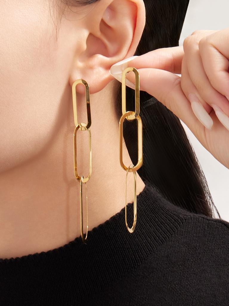 Thick Chain Necklace Bracelet Earrings In Stainless Steel With 18k Gold Plated Necklaces Bracelets Dangle Earring Set For Women