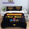 Custom Name Pac-Man Classic Game Bedding,Quilt Set Quilt Cover Pillowcase Home Birthday Gift (1 * Duvet Cover + 2 * Pillowcase, Without Core)