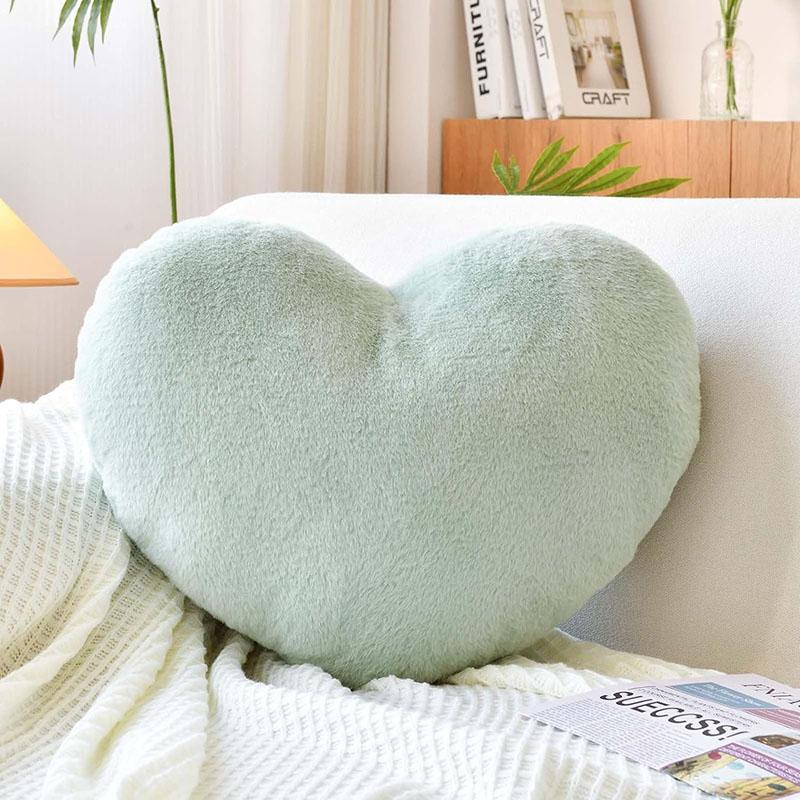 12/17" Faux Rabbit Fur Heart Pillow Decorative Pillows Plush Love Heart Shaped Fluffy Throw Pillow Cushion Valentine's Day Gifts