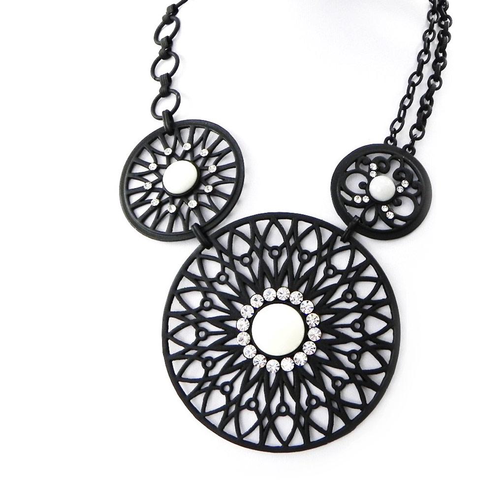NOA [H9005] - Collier Créateur 'Carmen' noir blanc