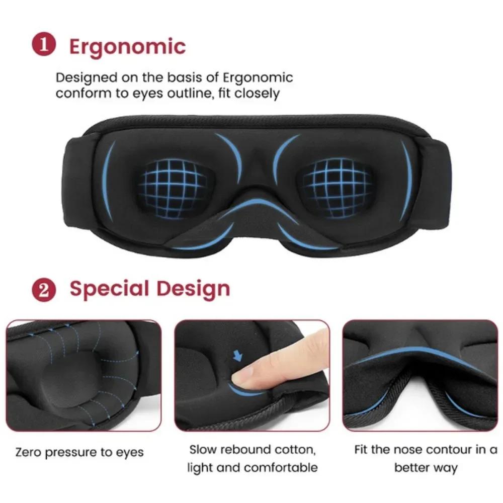 3D Breathable Sports Fabric Eye Mask for Men Women Sleep Eye Cover Ideal for Travel Night Sleep Napping