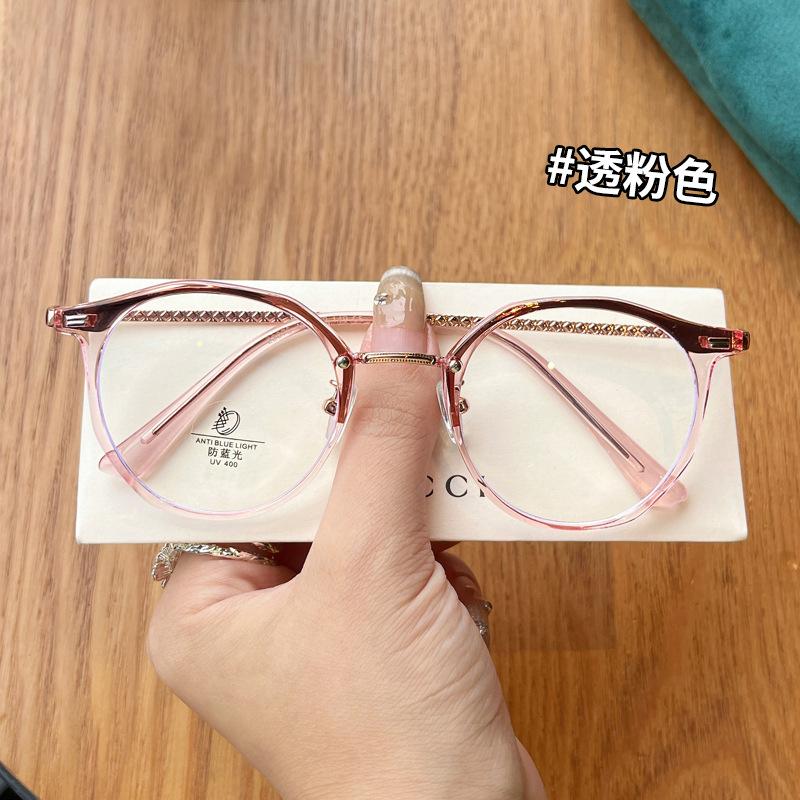 Material Glasses Women Round Shape Blue Light Blocking Women'S Eyeglass Frame European American Glass For Men