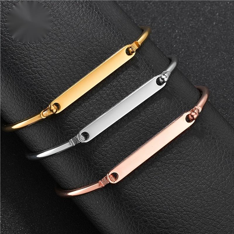 SQSimple and versatile stainless steel women's bracelet a long, smooth, personalized DIY bracelet with private engraving holiday