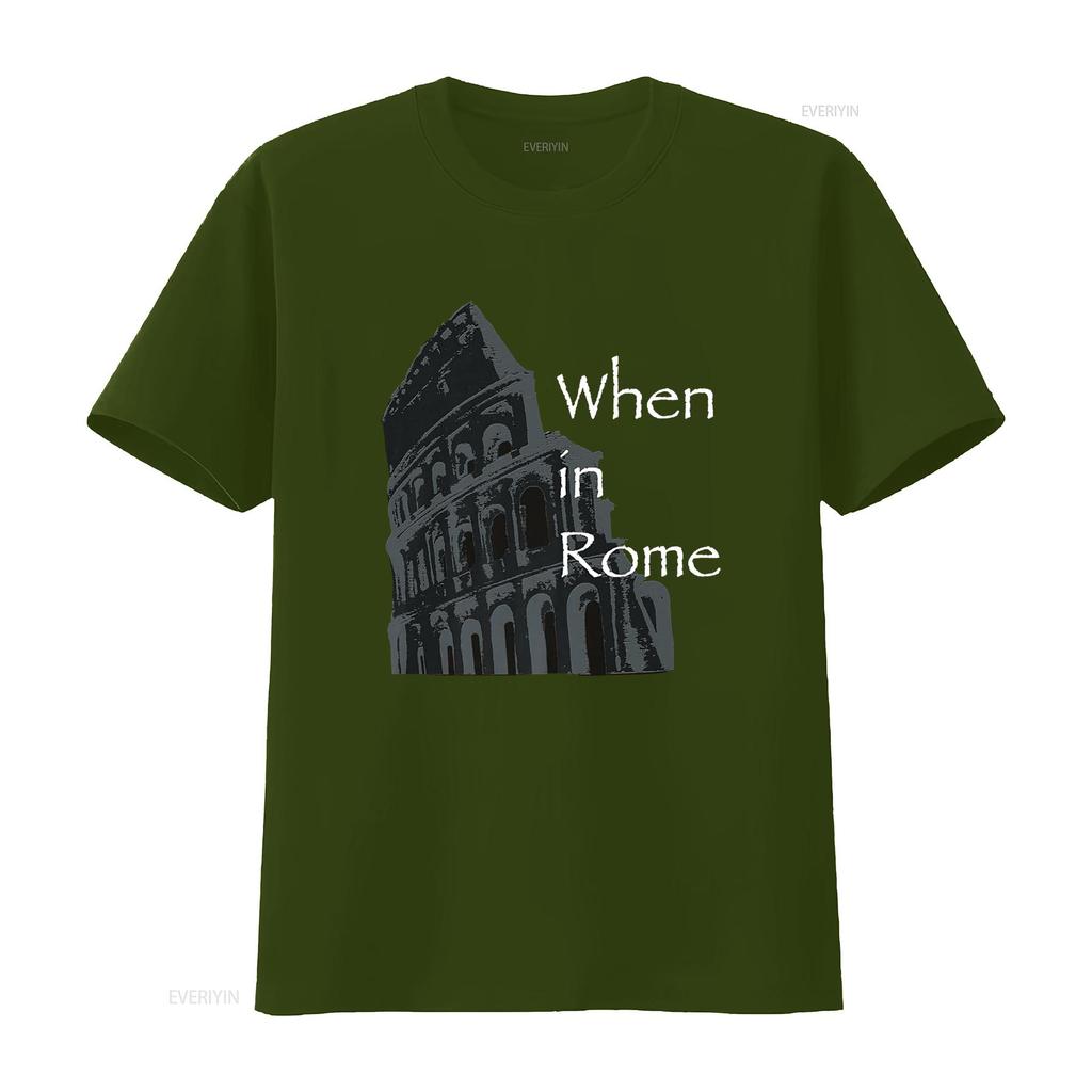 When In Rome Colosseum T Shirt Vintage Washed Unisex Stretched Versatile Breathable Comfortable Casual Homme Graphic