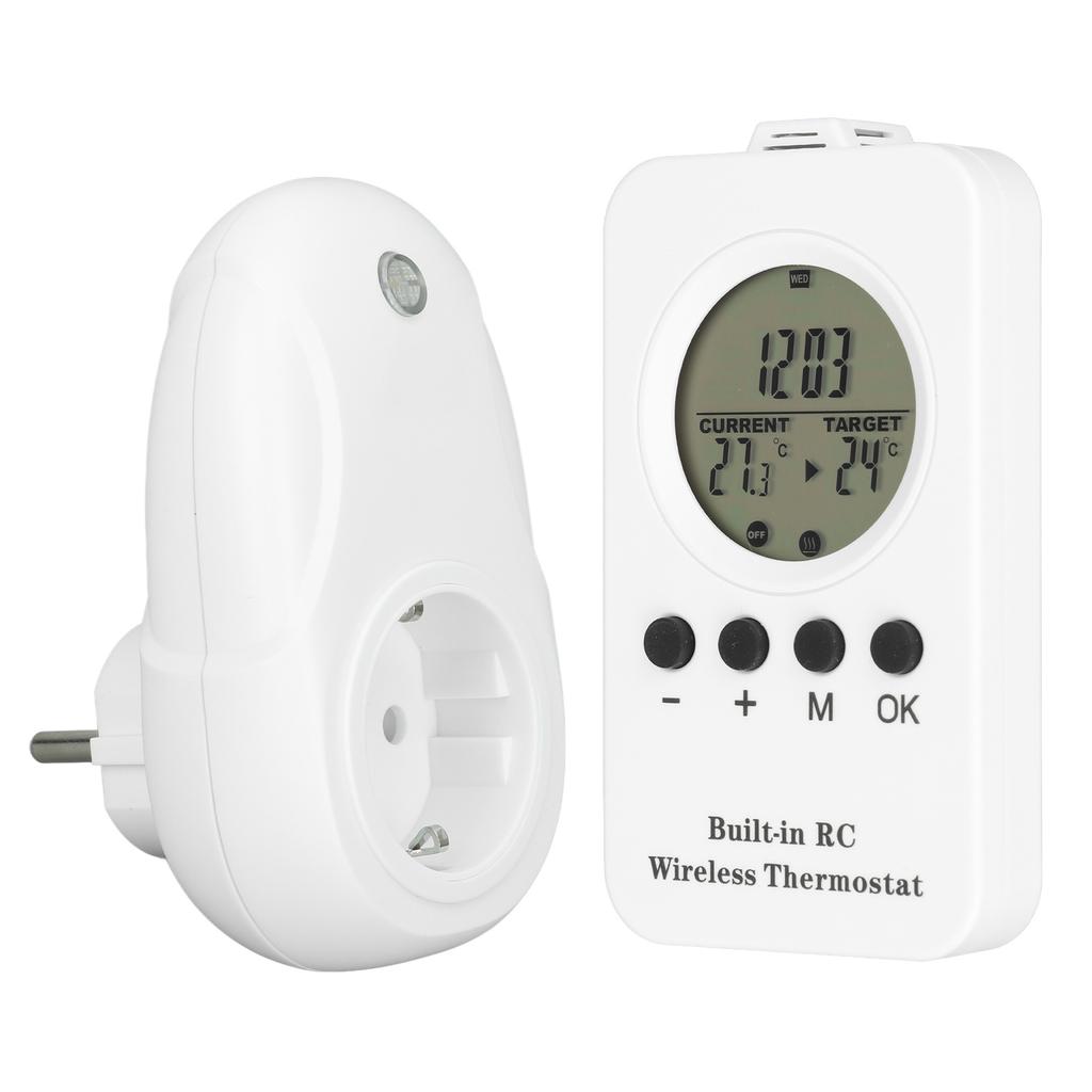 Wireless Plug In Thermostat LCD Remote Control Digital Display Temperature Controller with Temp