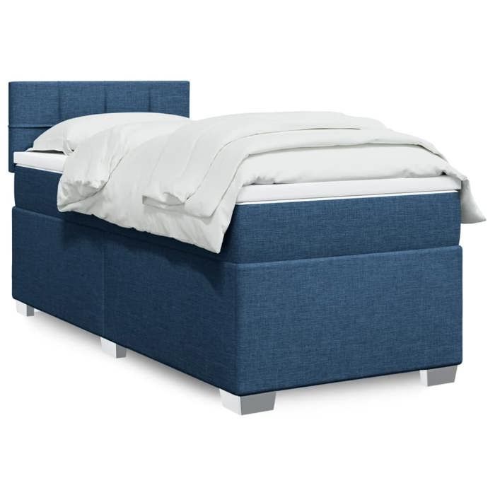 Maison Exclusive - Sommier à lattes de lit avec matelas Bleu 90x190 cm Tissu