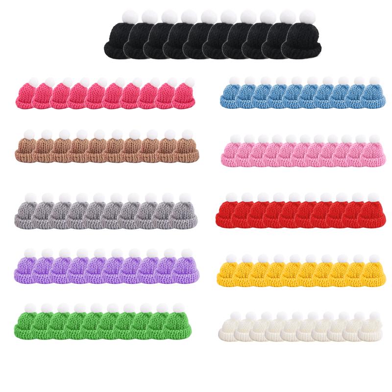 A96I-110PCS Mini Knitting Hats Mini Wool Hat For Christmas Ornaments DIY Art And Craft