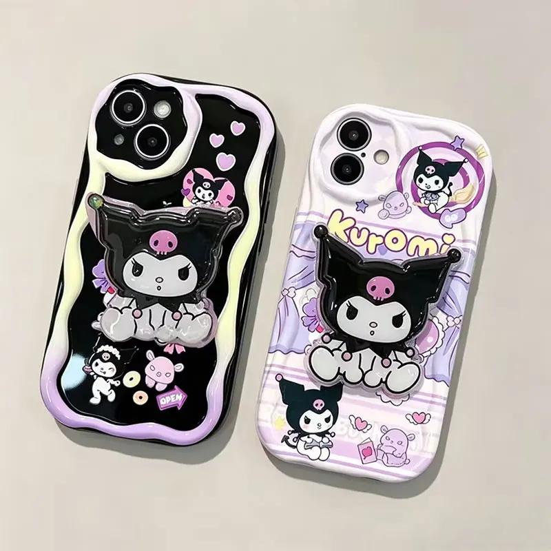 Cartoon Kuromi Cinnamoroll Bracket Case For Xiaomi Redmi Note 15 Pro 5G 15C 15 14C Note 14 13 12 Pro Plus A7 Pro 5G Phone Casing