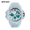 SANDA Women's Trendy LED Dual Display Waterproof Watch with Hourly Chime