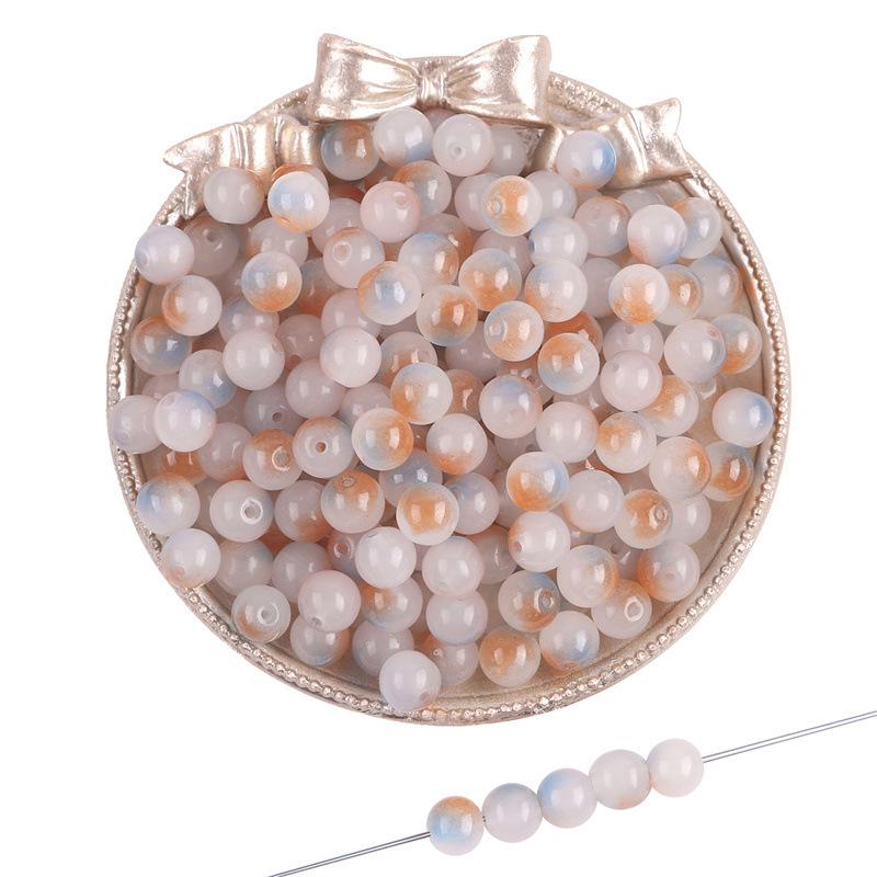 8mm Summer Dream Jelly Duplex Glass Round Beads Loose Beads DIY Handmade Bracelet Glaze Beading String Material Beads for Jewelry Making