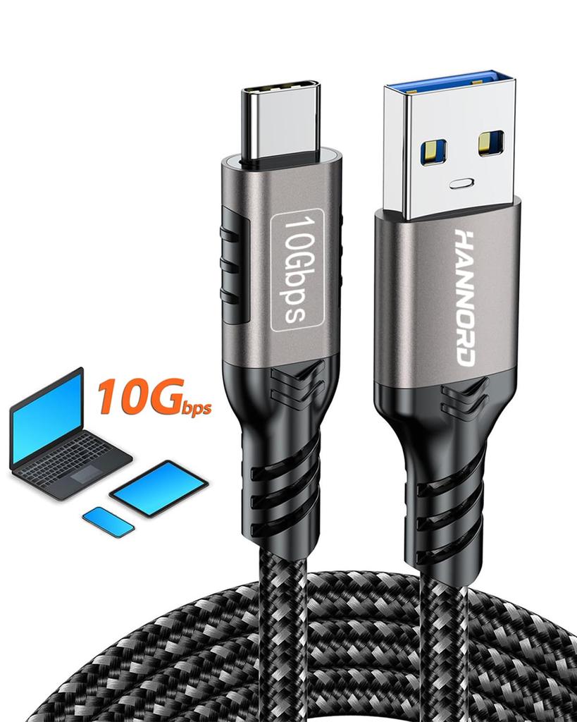 Two USB Type C 10Gbps USB Gen 2 Compatible for Data Transfer and 60W 20V 3A Fast Nylon Braided Cable with Aluminum Compatible with Samsung Galaxy