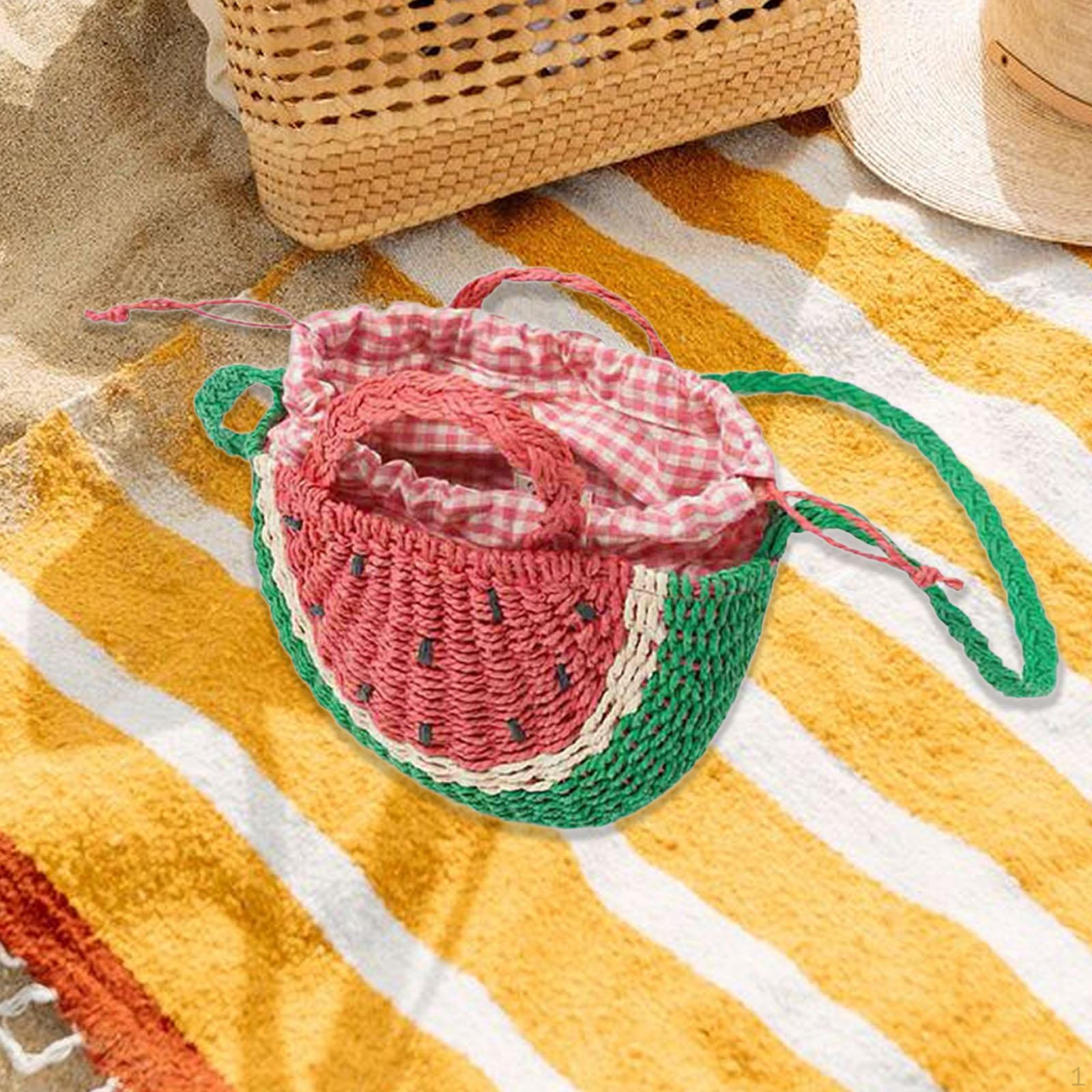 

Watermelon Bag,Weave Bag,Cute Shopping Bag,Fashionable Travel Bag,Summer Fruit Shape Bag for
