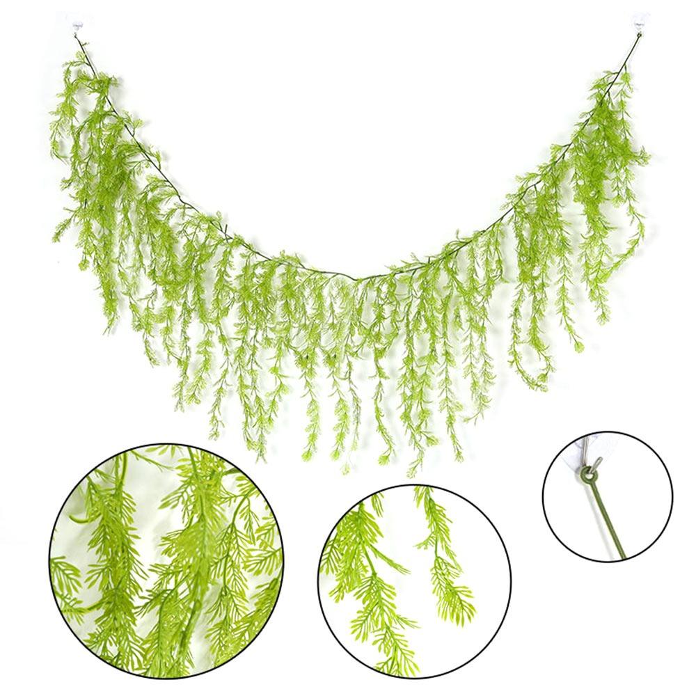 

Creative Green Artificial Plant Vine Plastic Photo Props Lifelike Leaves Vine DIY Accessories 190cm Plant Wall Home Decoration