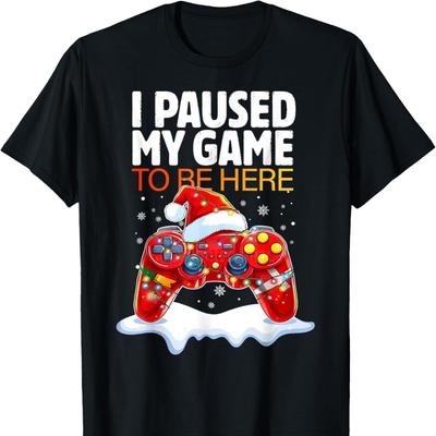 Unisex Clothing Unisex I Paused My Game To Be Here Ugly Sweat Christmas Boy Girl TShirt Humor Funny Xmas Costume Gift Fashion Gamer
