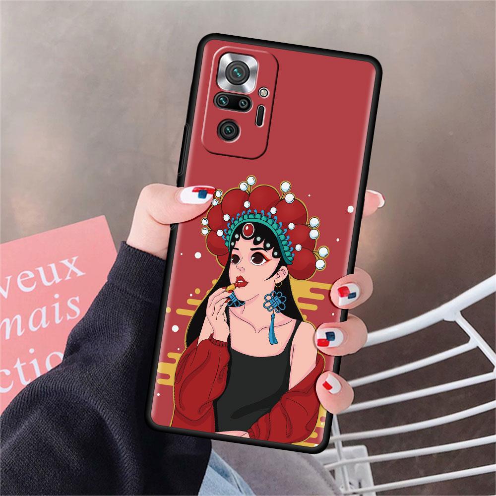 Funda For Xiaomi Redmi Note 10 9 11 Pro Soft Phone Case 10S 9S K40 8 9A 9C 9T 7 10C 8T Silicone Cover Opera Retro Girl Shell Sac