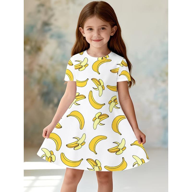 Summer Hot Sale Strawberry Print Kids Princess Dress Comfortable Casual Fruit Kids' Beach & Vacation Outfit Dress for Girls