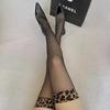 Leopard Knee High Thigh Stockings Women Autumn Splicing Sheer Silicone Anti-slip Thigh High Socks Women's Stockings