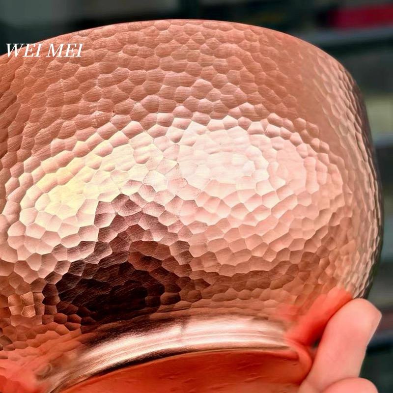 Vintage Copper Bowl,Handcrafted Luster Hammer Texture Finish Texture Picnic Soup 14 cm Bowl,Portable Thickened Copper Tableware