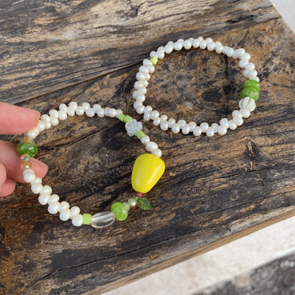 2pcs/set Exquisite Fruit Stacked Bracelet Sweet Bohemia Hand Chain Pear Bead Bracelet  Girls