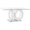 Table De Salle À Manger - 160x90 Cm - Verre Transparent - MDF Blanc - Rectangulaire