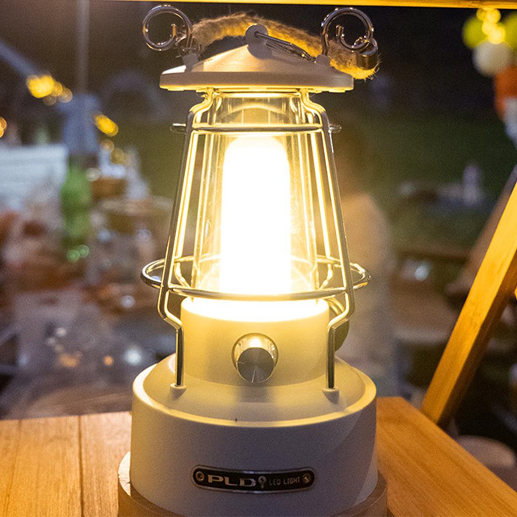 Vintage LED Camping Lantern Battery Operated Camping Tent Lights Outdoor Portable Camping Light for Picnic Emergency