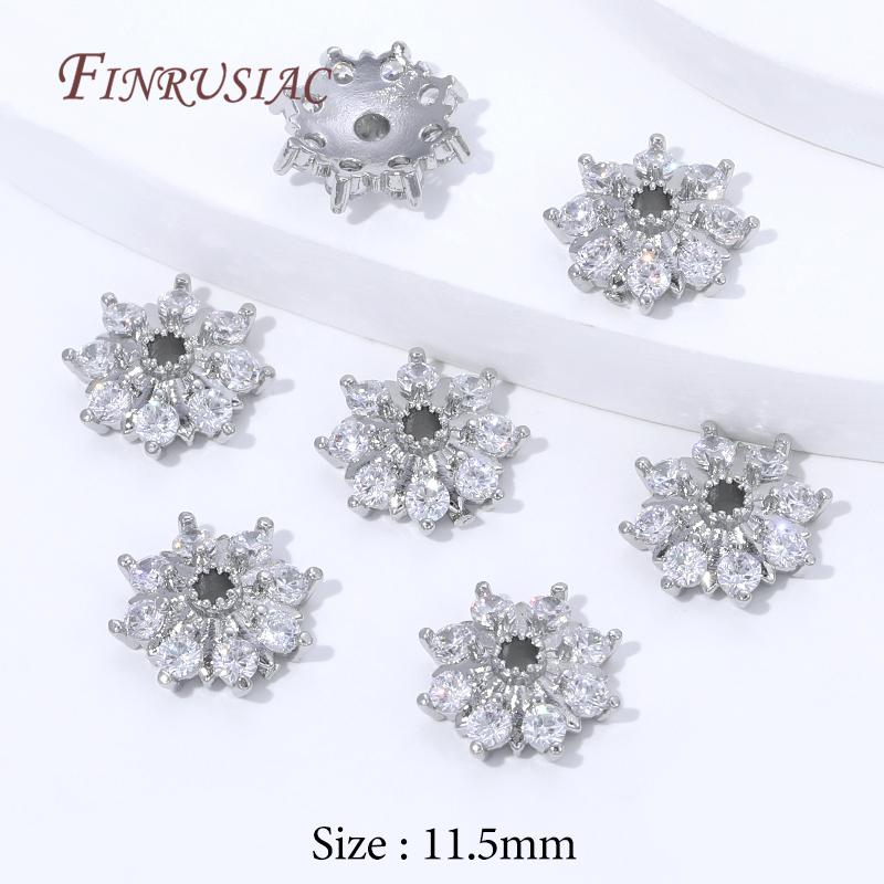 2/4/6Pcs 18K Gold Plated Zircon Beads Caps For Jewelry Making,Round Caps For Beads,DIY Bracelets&Necklaces Accessories