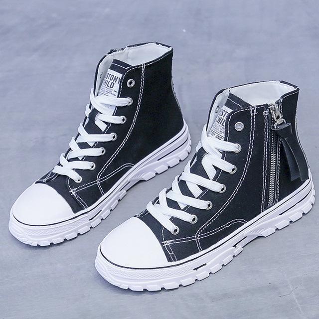 

Комфортные осенние новые вулканизированные женские повседневные парусиновые туфли на платформе, женские высокие белые, черные кроссовки на платформе, женские теннисные туфли 38