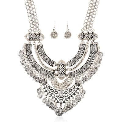 Leyu Ethnisches Retro Quasten Münz Halskettenset - Schmuck im europäischen und amerikanischen Stil.