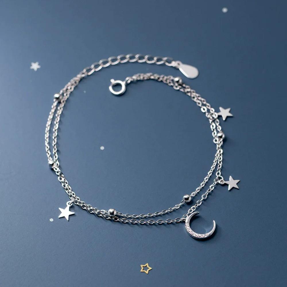 925 Silver Double Love Heart Hollow Beads Bracelet Adjustable Romantic Jewelry for Women Fashion Classic