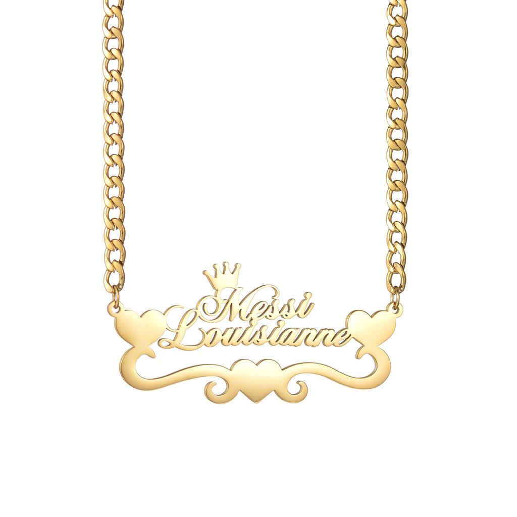 Atoztide Custom Necklaces Personalized Stainless Steel 4mm NK Cuban Thick Chain Pendant Letter for Women Jewelry Gift