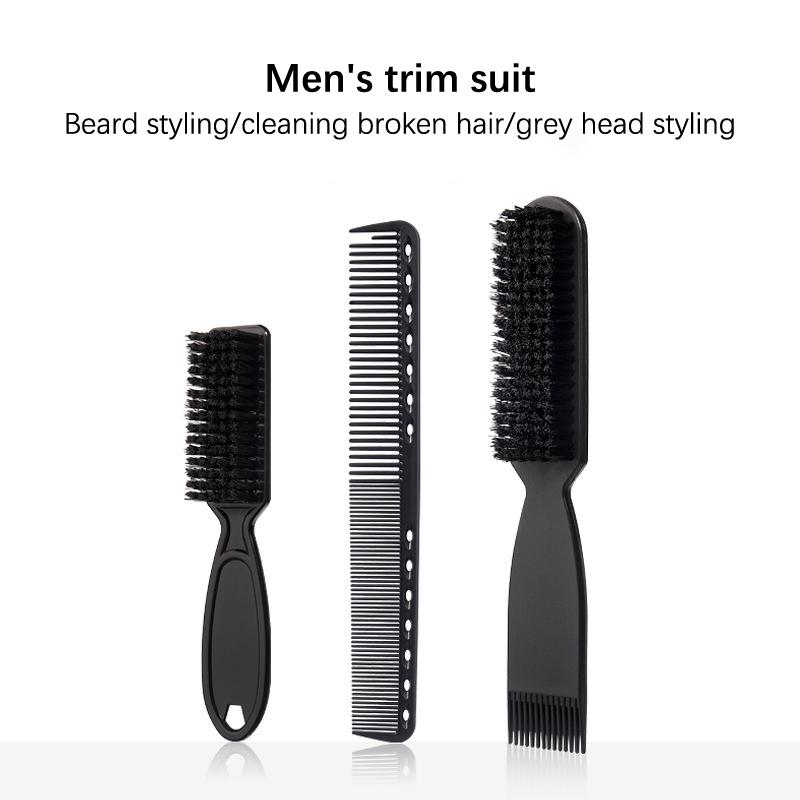 Black Small Beard Styling Brush Professional Shave Beard Brush Barber Vintage Oil Head Shape Carving Cleaning Brush Tools