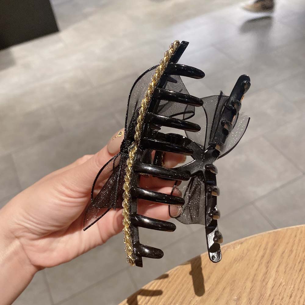 Girls Temperament Net Yarn Korean Bow Knot Grab Clip Hair Accessories Hair Clip Hair Claw