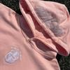 European and American Pink Casual Loose Embroidered Hoodie