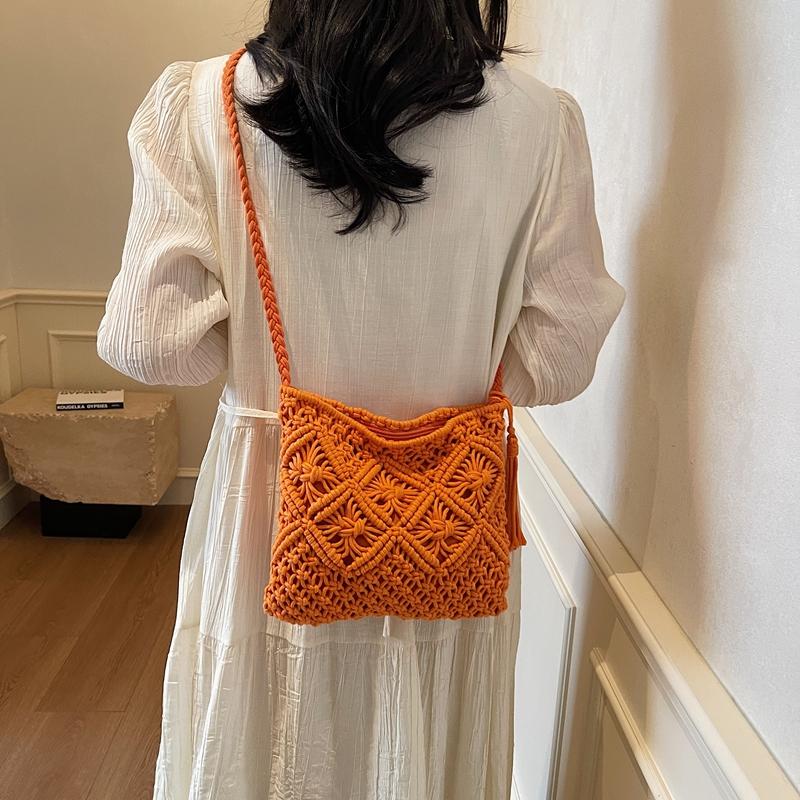 Geantă de vânt boemă pentru femei, geantă țesută pentru telefon mobil, geantă de umăr pentru plajă, pentru vacanța la malul mării