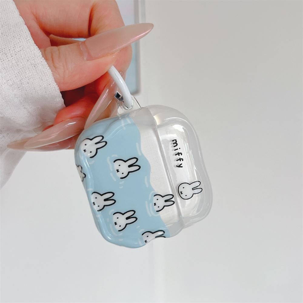 Waves Rabbit Silicone Earphone Case Cove for Apple Airpods 4 3 2 Pro 2 Pro 3 Funda With Charm Pro3 Headphone Cases