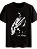 Schwarzes T-Shirt mit Jeff Buckley Gitarren-Print - Retro Rockband Design