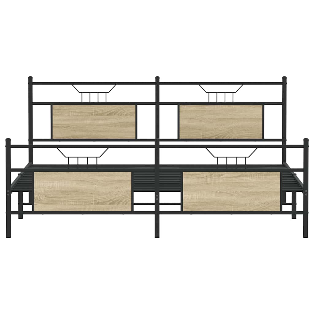 Metal Bed Frame without Mattress Sonoma Oak Finish 160 x 200 cm