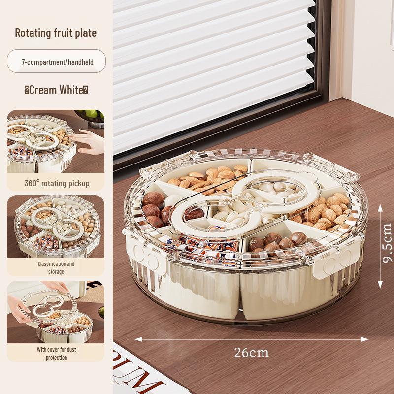 Портативная вращающаяся коробка для хранения конфет и фруктов - Прозрачная круглая пищевая емкость для орехов и печенья