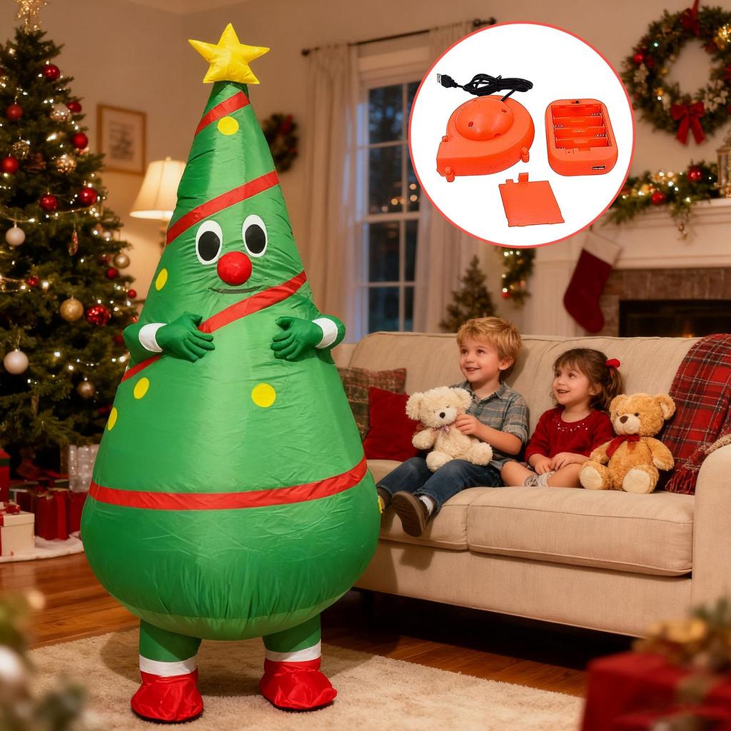 Adult Inflatable Christmas Tree Costume Reusable One Size Fits Men Women Dress Up Outfit for Stage Cosplay Event Parade Party