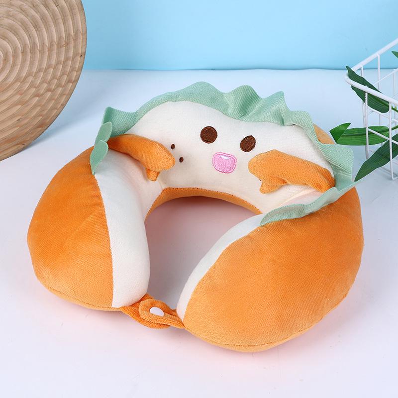 Cute U-shaped Memory Foam Neck Pillow - Cervical Support for Car, Detachable & Washable 29*29