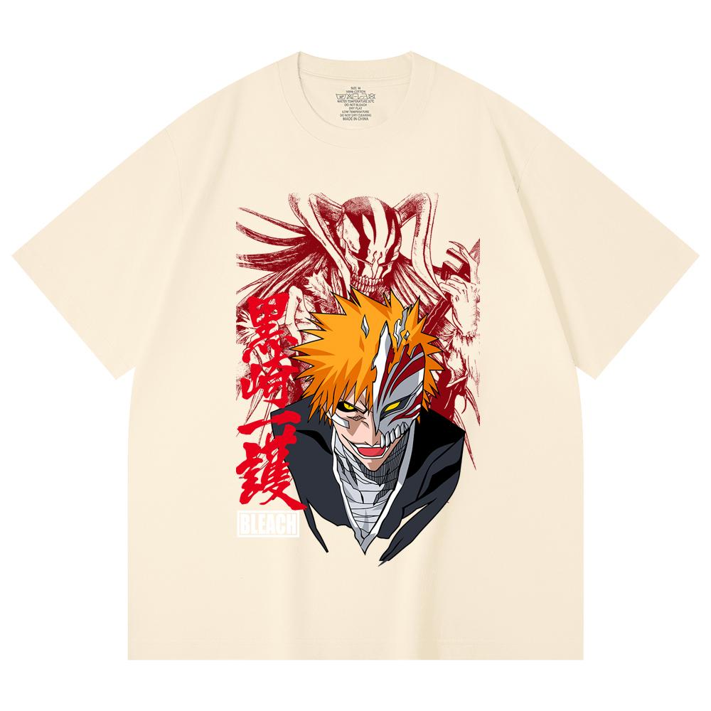 230 Gsm 100% Cotton Bleach V1 Ichigo Print Unisex Heavy Cotton T Shirt