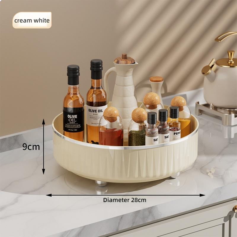 360 Rotating Storage Rack Kitchen Storage Spice Rack Non-Slip Cabinet Kitchen Bathroom Organizer Tray Plate Cosmetic Organizer