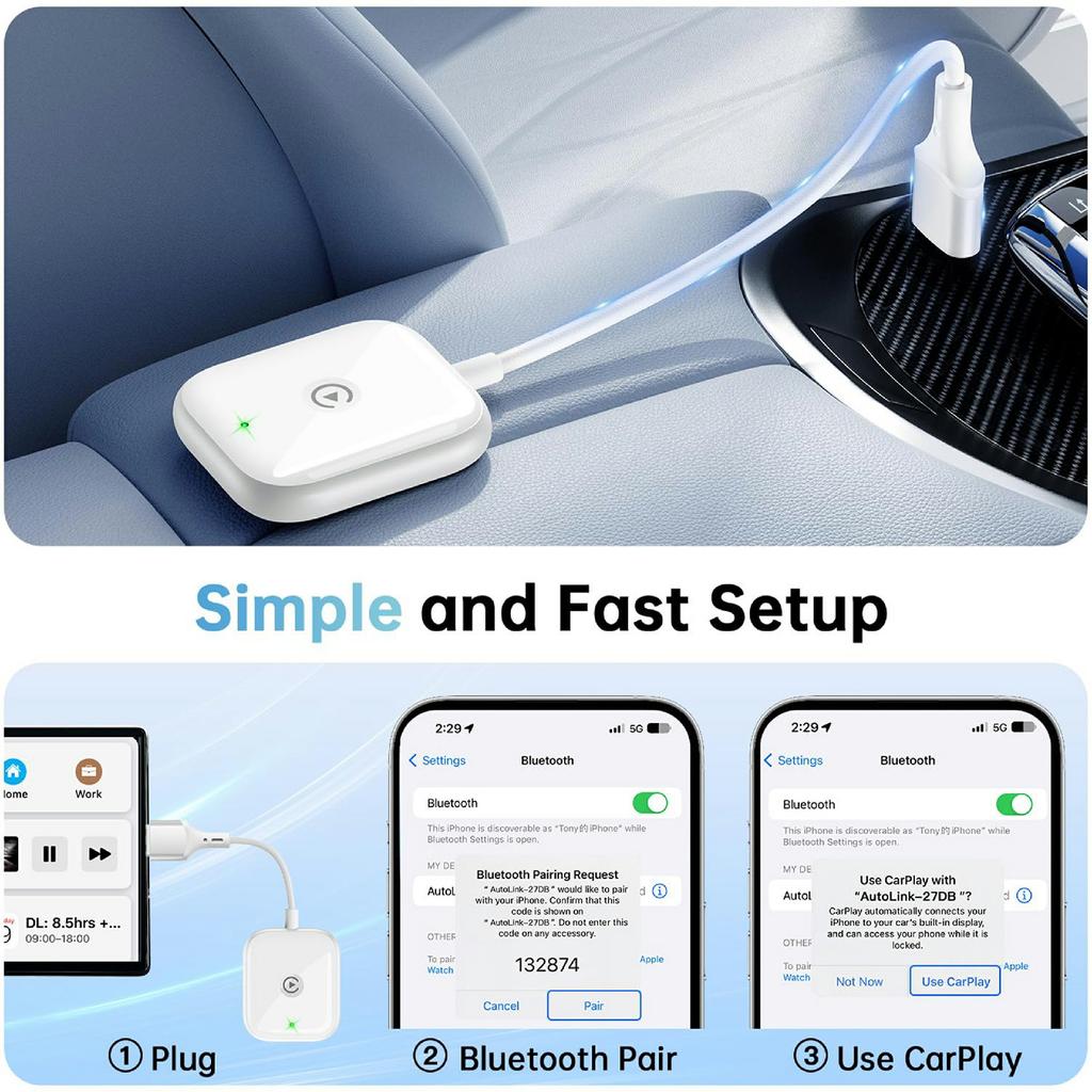 Car Wireless Carplay Adapter Wired To Wireless Carplay Dongle for iPhone