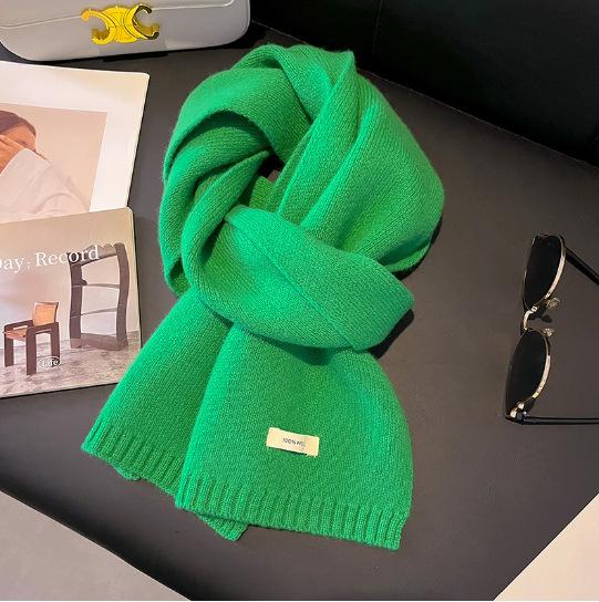 Autumn and Winter New Korean Version Versatile Lock Edge Korean Knitted Gray Scarf Women's Knitted Warm Neck Scarf