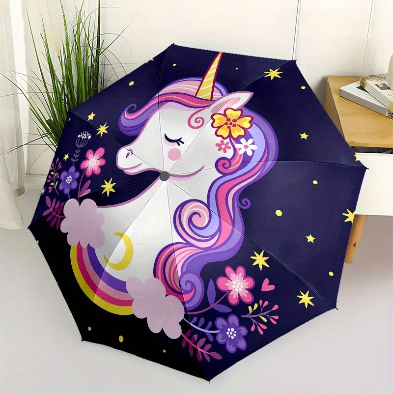 

Unicorn Fantasy Night Sticker Decal for Kids Room Decor Umbrella, Cute Umbrella with Cute Design, Portable 3-Fold Compact Umbrella for Men & Women, Va