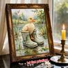Cute Duck in Rain Boots Pearl Art with Frame 3D Shiny Bead Painting Canvas for Modern Room Decor Relaxing DIY Craft Gift Artistry