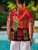 Plus Size Short Sleeve Shirt Men's Fashion Trend Pattern Digital Print Short Sleeve Shirt African Elements Bright Style Illustration Fashionable and