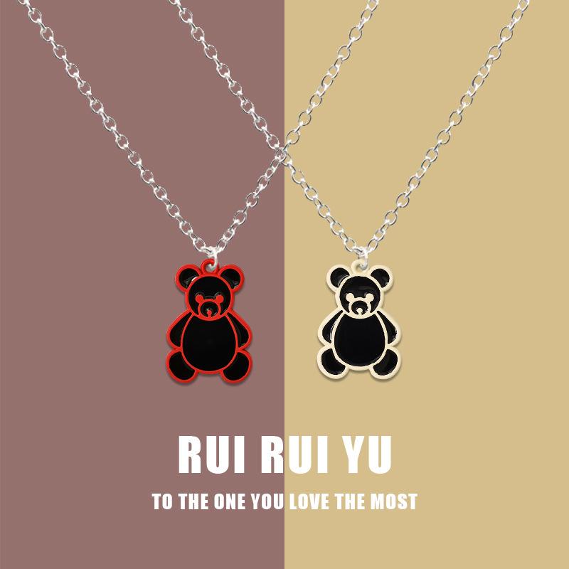 Outline Bear Necklace Pendant Necklace for Women Men Girlfriend Couple Lover Jewelry Gift